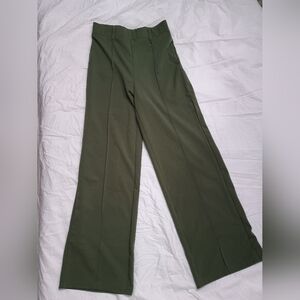Women's High-Waist Wide Leg Trousers - Olive Green